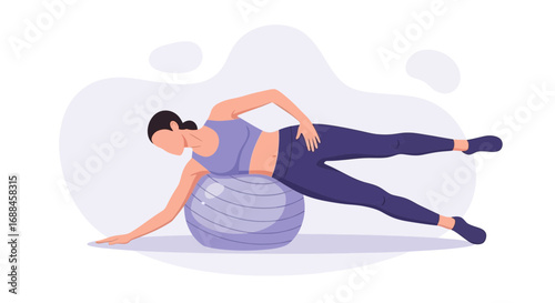 Woman Performing Core Strengthening Exercise on a Stability Ball for Fitness Goals