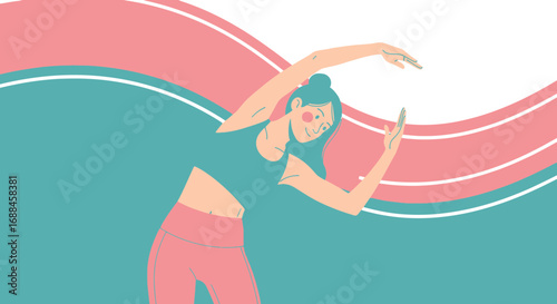 Woman Performing Exercise In Abstract Composition Style with a Modern Aesthetic