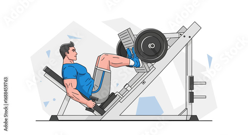 Young Man Strength Training Exercise Using Leg Press Machine For Physical Wellness