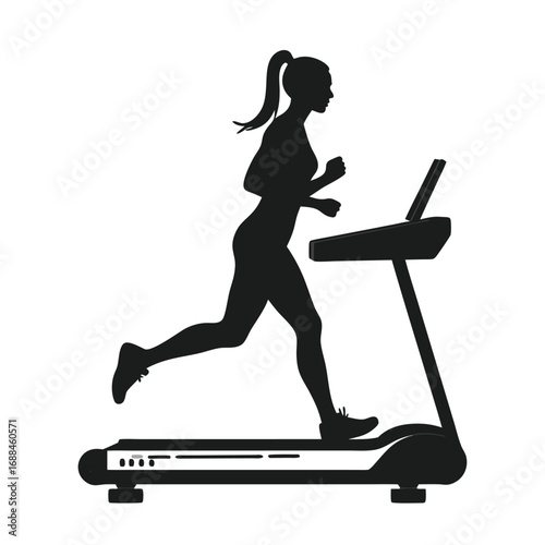 Black silhouette of a woman running on a treadmill 3