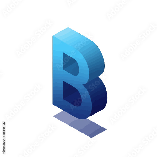 3D rendered blue letter B with gradient effect on white background