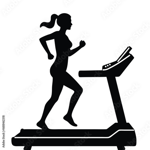 Black silhouette of a woman running on a treadmill 8