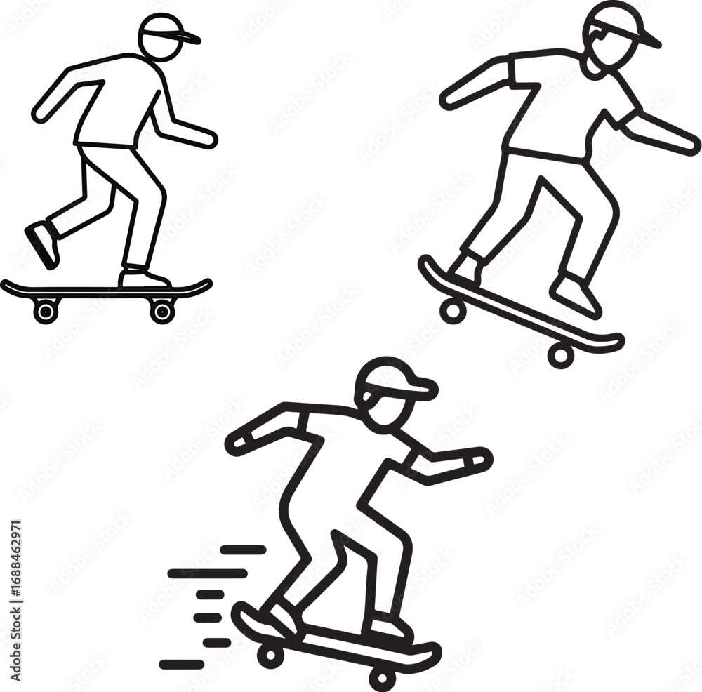 Fototapeta premium skateboarding Vector art of skateboarder icon in black and white
