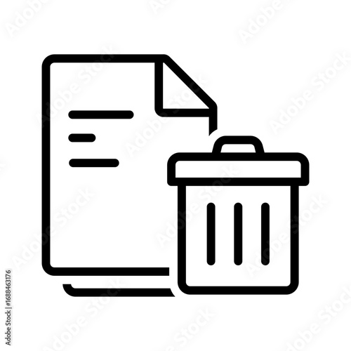 Vector black line icon for Delete file
