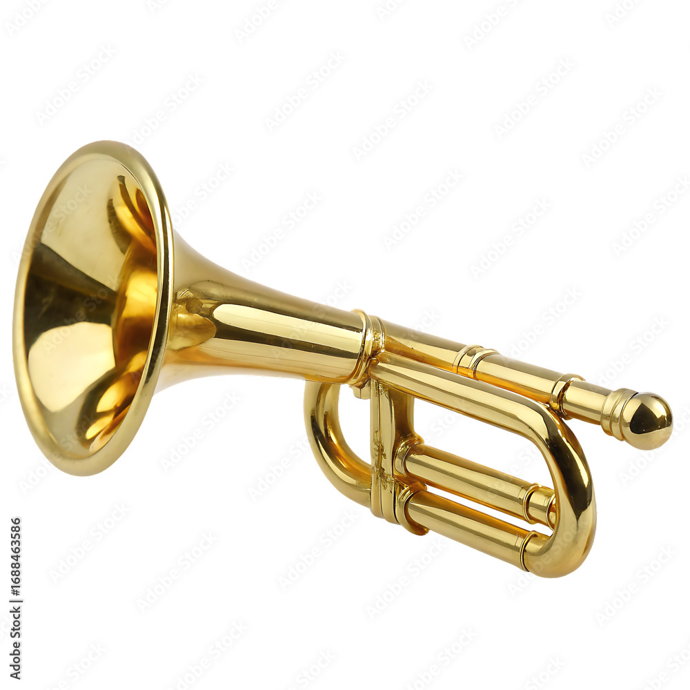 Obraz premium Gleaming golden brass musical instrument isolated on a transparent background trumpet