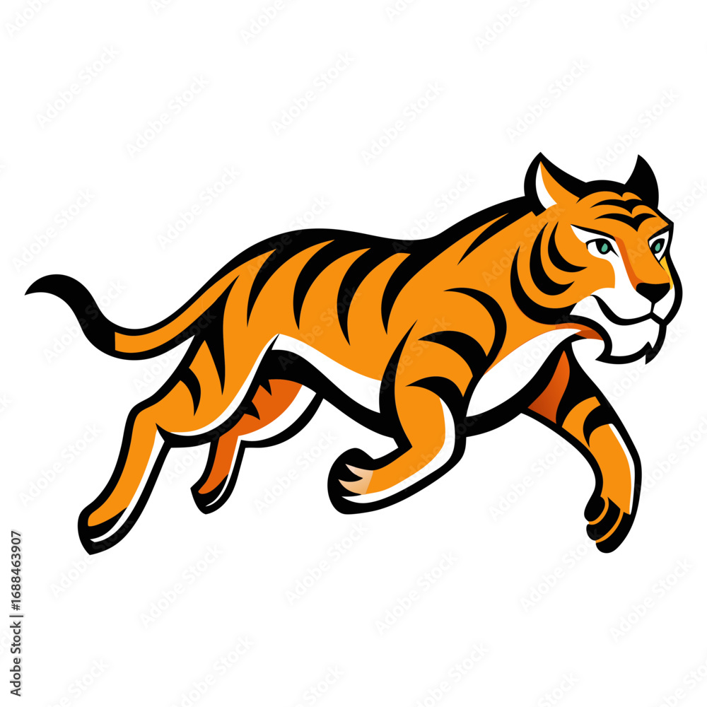 Fototapeta premium Vector illustration of a running tiger made in design