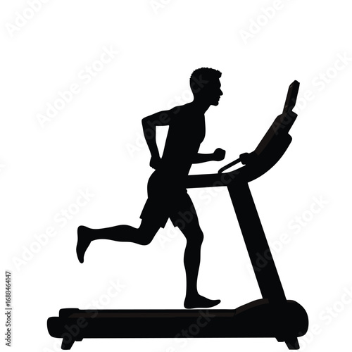 Silhouette of a man running on a treadmill fitness