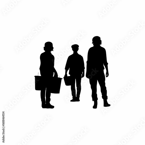Silhouette of vineyard workers celebrating end of harvest day