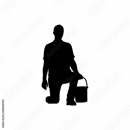 Silhouette of a harvester with a bucket and clippers ready for work