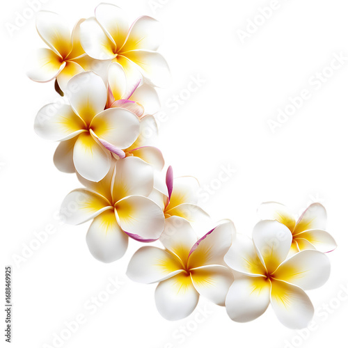 Elegant frangipani wreath petals isolated on transparent background