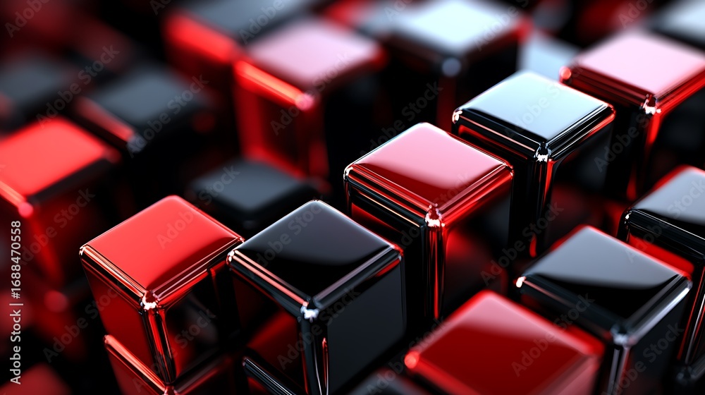 Obraz premium red cubes on black background