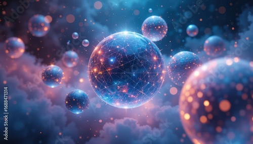 Wallpaper Mural Boiled Eggs in a Networking Universe, Digital Art, Vibrant Environment Torontodigital.ca