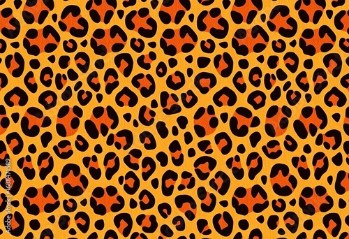 Seamless repeating leopard print background, fashionable animal design, yellow, seamless