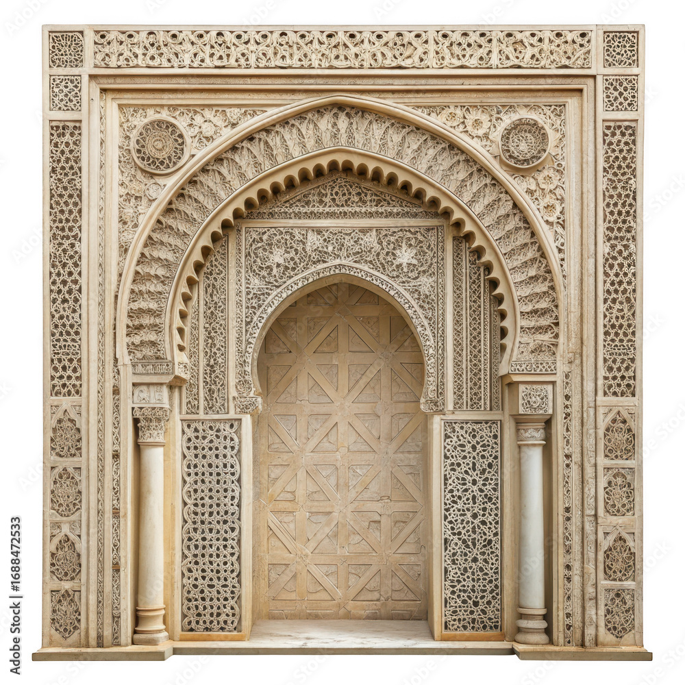 Obraz premium Ornate islamic arch isolated on transparent background