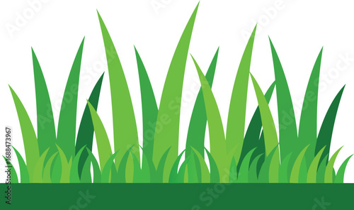 Cartoon Green Grass Illustration on White Background Perfect for Springtime Designs or Lawn Care