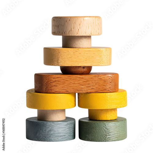 Wooden stacking toy for kids model png