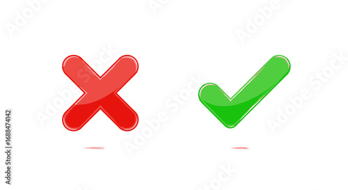 Red cross and green checkmark symbols for correct and incorrect choices