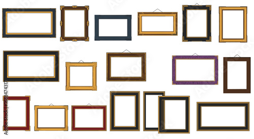 Assorted decorative picture frames collection for art display and interior design