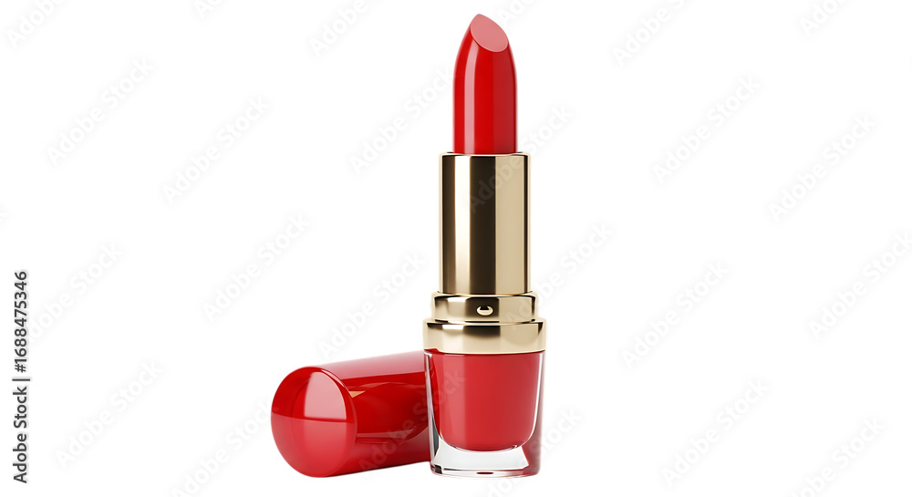 Obraz premium Elegant Red Lipstick Glamorous Cosmetic Beauty Product on a Black Background