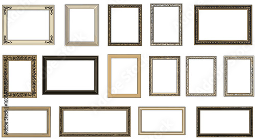 Elegant collection of vintage ornate decorative picture frames for art and photos