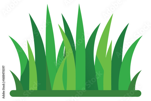 Illustration of Vibrant Green Grass Patch Isolated on a White Background