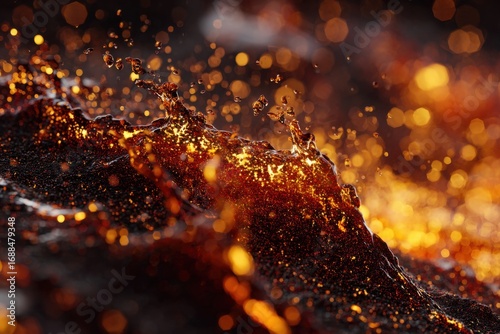 Close-up of a fiery liquid splash