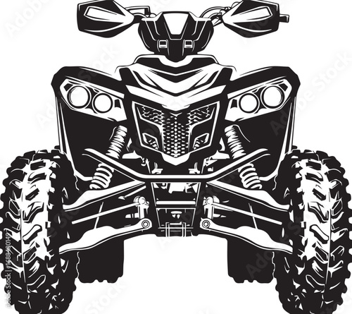 Off-Road All-Terrain Vehicle: A stylized, front-facing illustration captures the power and rugged design of an all-terrain vehicle, ideal for outdoor adventures and off-road thrills.