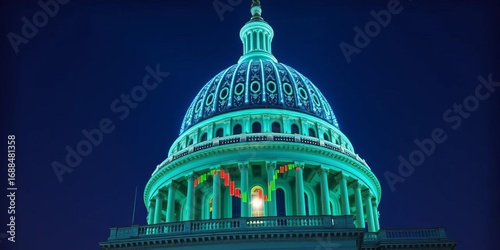Wallpaper Mural Capitol dome exterior reflecting forex hologram; internet trading concept, world, money Torontodigital.ca