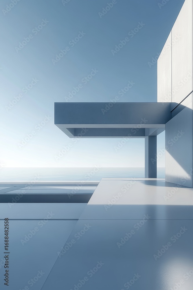 Fototapeta premium Modern Architectural Structure with Minimalist Design and Clear Sky
