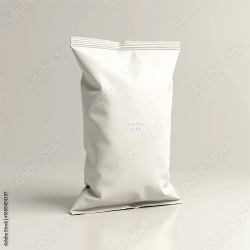 3D Chips, snacks packing bag mockups, Mockup Blank Foil Food Stand Up Pouch Snack Sachet Bag Packaging. Illustration Isolated On White Background.Potato chips packaging design Reaalistic 3d icon