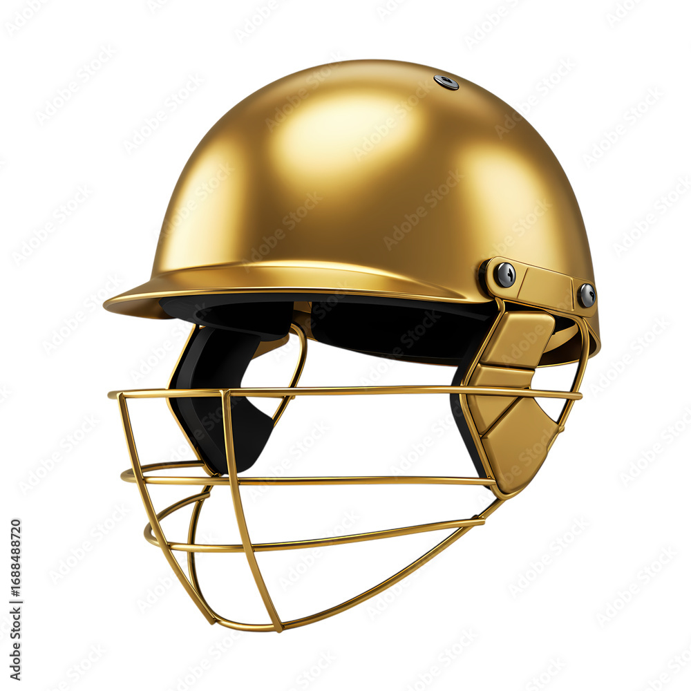 Fototapeta premium Golden Cricket Helmet: Professional Grade Protection