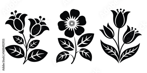Vector Silhouettes of Tulip Blooms