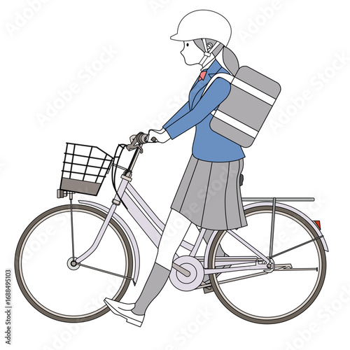 自転車に乗って止まる