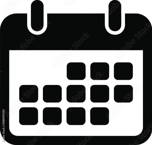 Black and white calendar grid date schedule