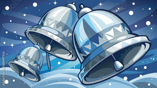 christmas bells on blue background
