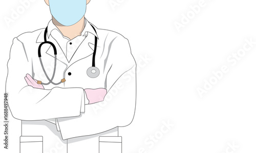 Young masker doctor with stethoscope, medical specialist Medicine concept. 2d vector people character illustration. Cartoon minimal style.