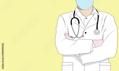 Young masker doctor with stethoscope, medical specialist Medicine concept. 2d vector people character illustration. Cartoon minimal style.