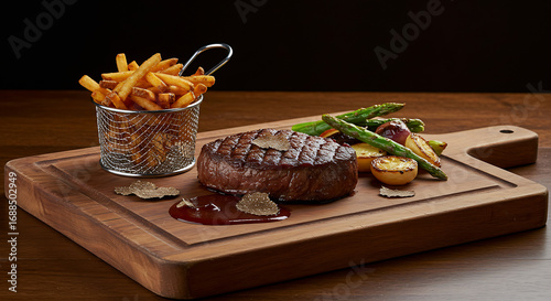 Gourmet Beef Steak with Truffles and Fries
