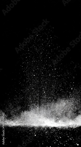 Wallpaper Mural An explosion of white powder against a black background.  Fine particles scatter, creating an ethereal, dynamic cloud-like effect Torontodigital.ca