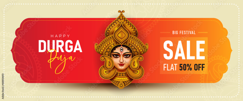 custom made wallpaper toronto digitalDurga Puja Festival Sale Background Design with Goddess Durga Face Illustration