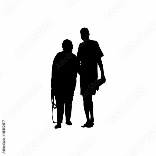 Silhouette of healthcare professional assisting patient after dialysis treatment