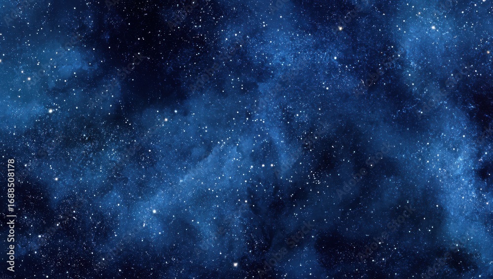 Obraz premium Deep space nebula, densely packed with stars. Dark, rich blues and whites create a vast cosmic scene