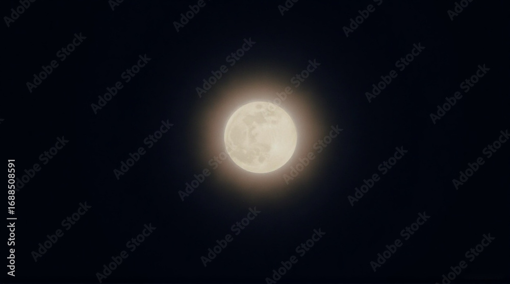 Fototapeta premium Stunning full moon glowing brightly in the dark night sky offering a sense of wonder and lunar magic