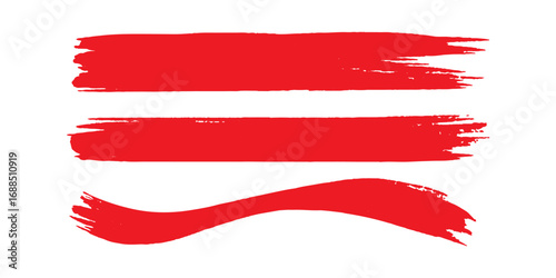 A collection of curved red ink vector lines. Long, rounded hand-drawn brush strokes, highlighted text, frames, and circles.