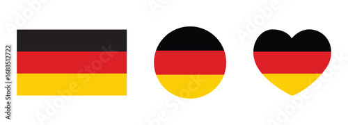 Germany flag vector set. Round, heart, waving etc... styles. German flag icon isolated on transparent background. vector illustration eps file