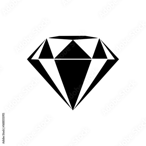 Elegant black vector logo illustration of a brilliant diamond gem, a minimalist and sophisticated graphic symbol representing luxury, wealth, and preciousness for diverse design projects