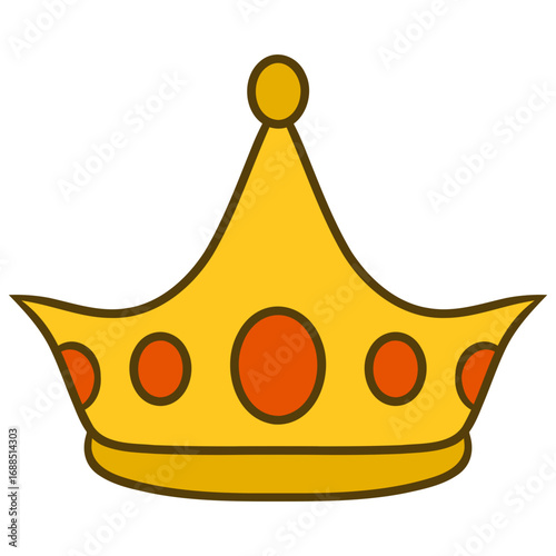 golden crown with red diamonds vector