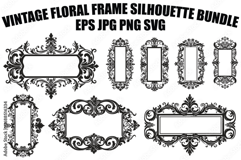 Obraz premium Vintage Wedding Frame Vector Set