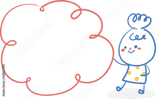 (Dialog Box) hand drawn girl icons. Vector illustration.	