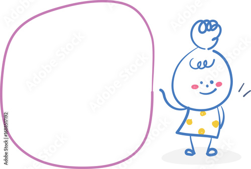 (Dialog Box) hand drawn girl icons. Vector illustration.	